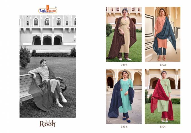 Tunic House Rooh Heavy Designer Cotton Fancy Wear Kurti Pant With Dupatta Readymade Collection